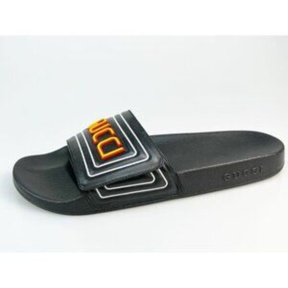 NIB Authentic Gucci Mens Online Leather Sandals In Black - Picture 4 of 12